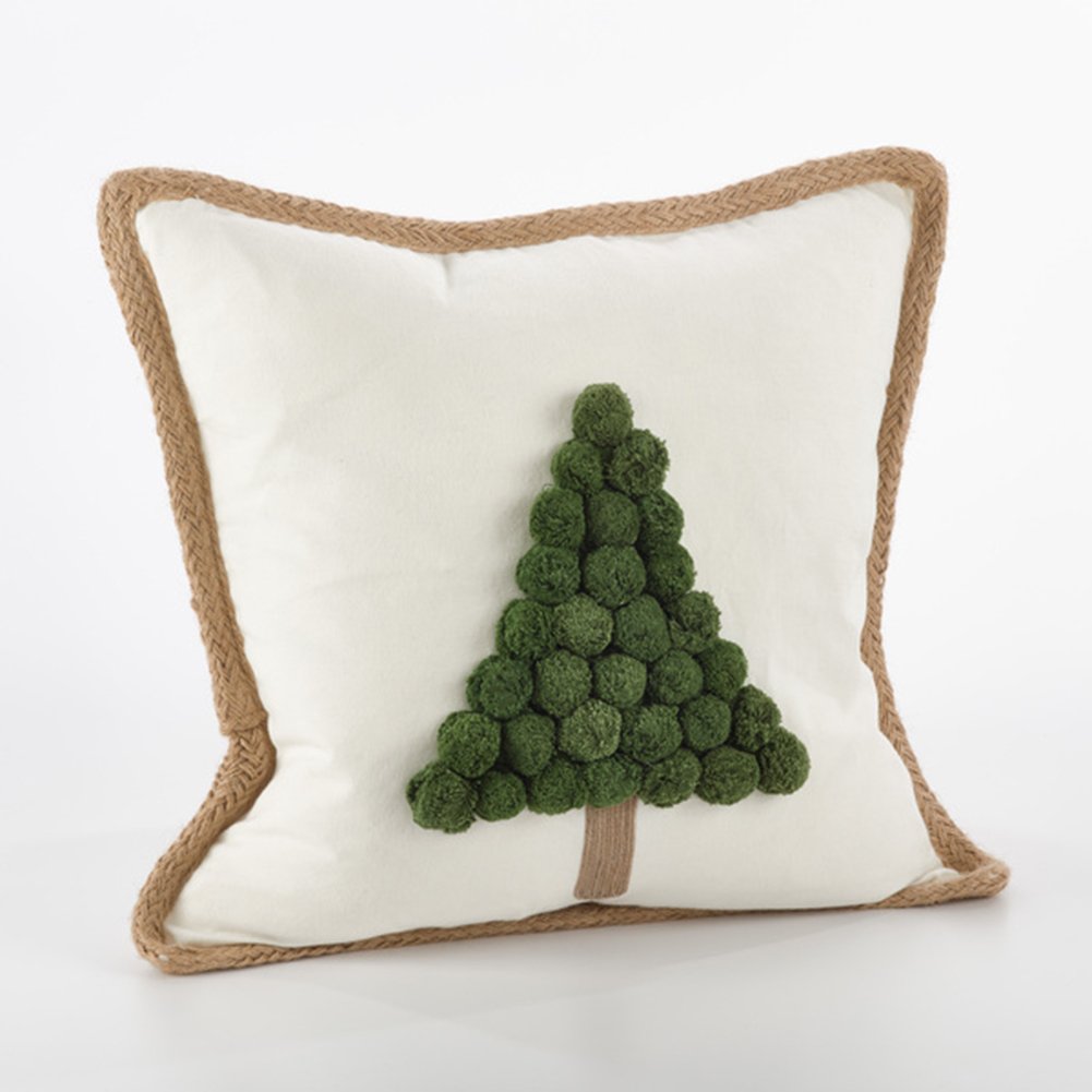 Fennco Styles Ricamato Collection Christmas Tree Design Down-Filled Throw Pillow Holiday Decorative Cotton Pillow 18'W X 18" L
