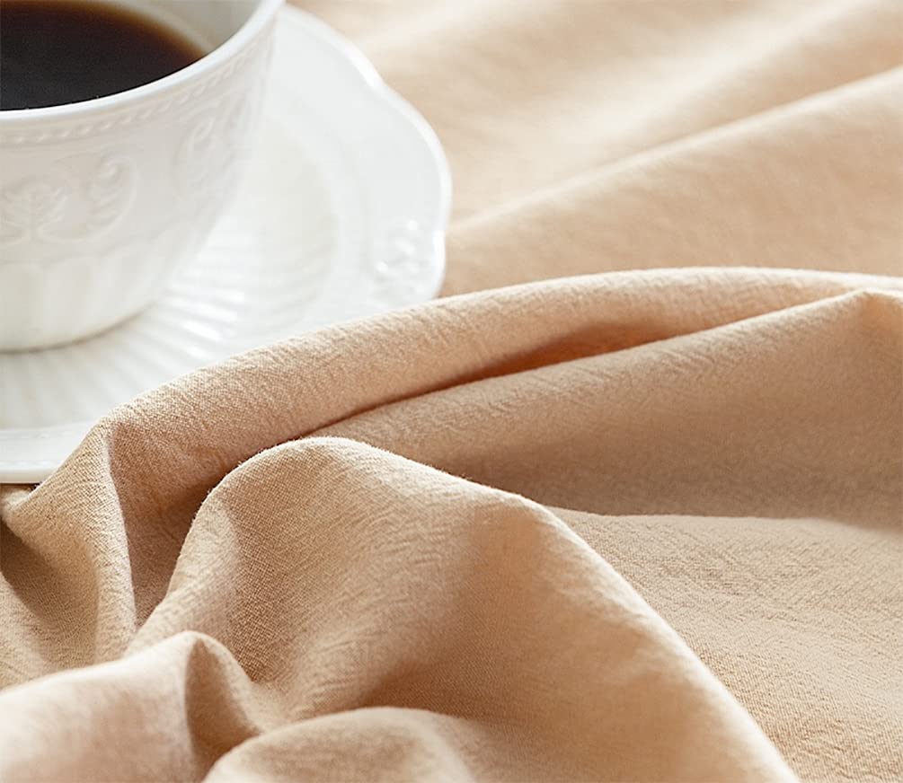Fennco Styles Natural & Green Double Layer Cotton Tablecloth 60" W X 72" L - Two-Tone Rectangle Table Cover for Everyday Use, Banquets, Family Gathering and Special Events
