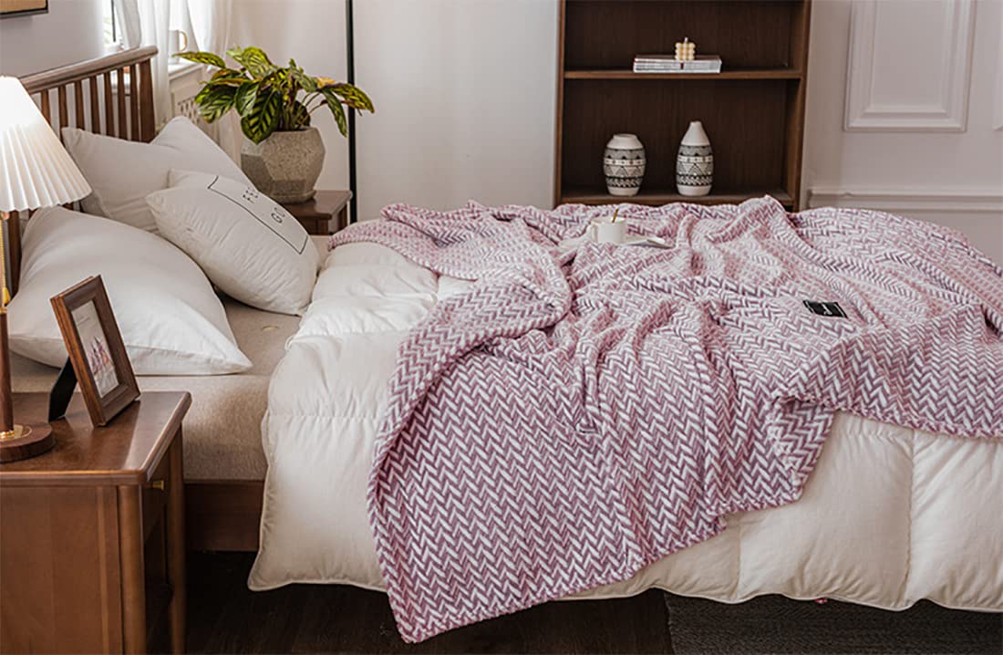 Fennco Styles Braided Design Plush Extra Warm and Soft Throw Blanket 59" W x 79" L - Grey Woven Flannel Fleece Large Blanket for Couch, Bedroom, Living Room Décor
