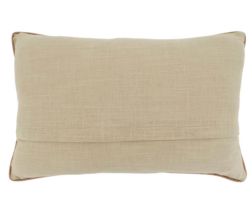 Fennco Styles Embroidered Bird and Branch Cotton Decorative Throw Pillow 14" W x 22" L - Natural Cushion for Home Décor, Couch, Living Room, Bedroom, Holiday and Special Occasion