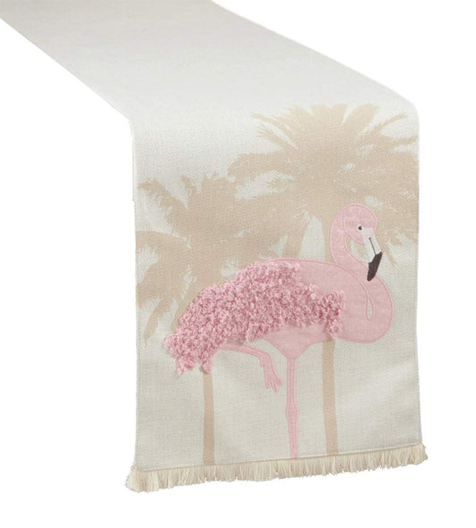 Fennco Styles Textured Flamingo Table Runner 13 x 72 Inch – Pink Table Cover for Home Décor, Dining Table, Banquets, Easter, Holidays and Special Events