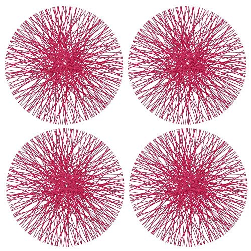 Fennco Styles Unique Paper Straw Placemats 15 Inches Round, Set of 4 – Modern Traycloth Table Mats for Home, Dining Room Décor, Banquets, Indoor & Outdoor and Special Events