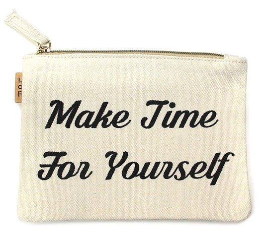 StylesILove 100% Cotton Multi-use Makeup Cosmetic Travel Clutch Pouch Bag (Make Time For Yourself)