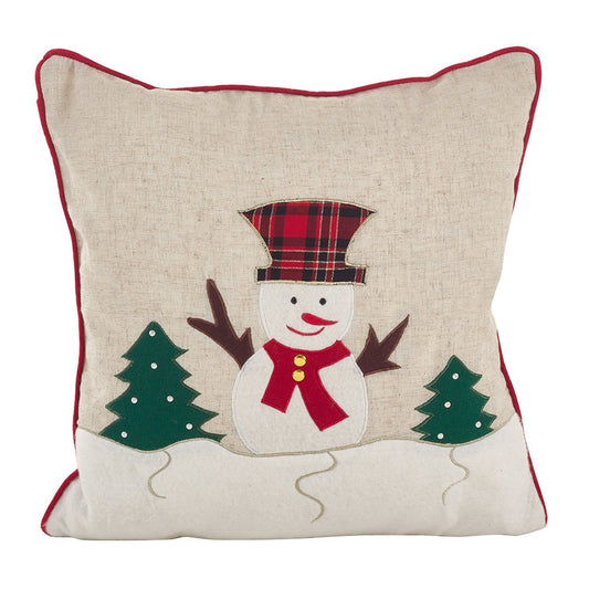 Fennco Styles Christmas Snowman Applique Design Holiday Accent Filled Throw Pillow (Christmas Snowman)