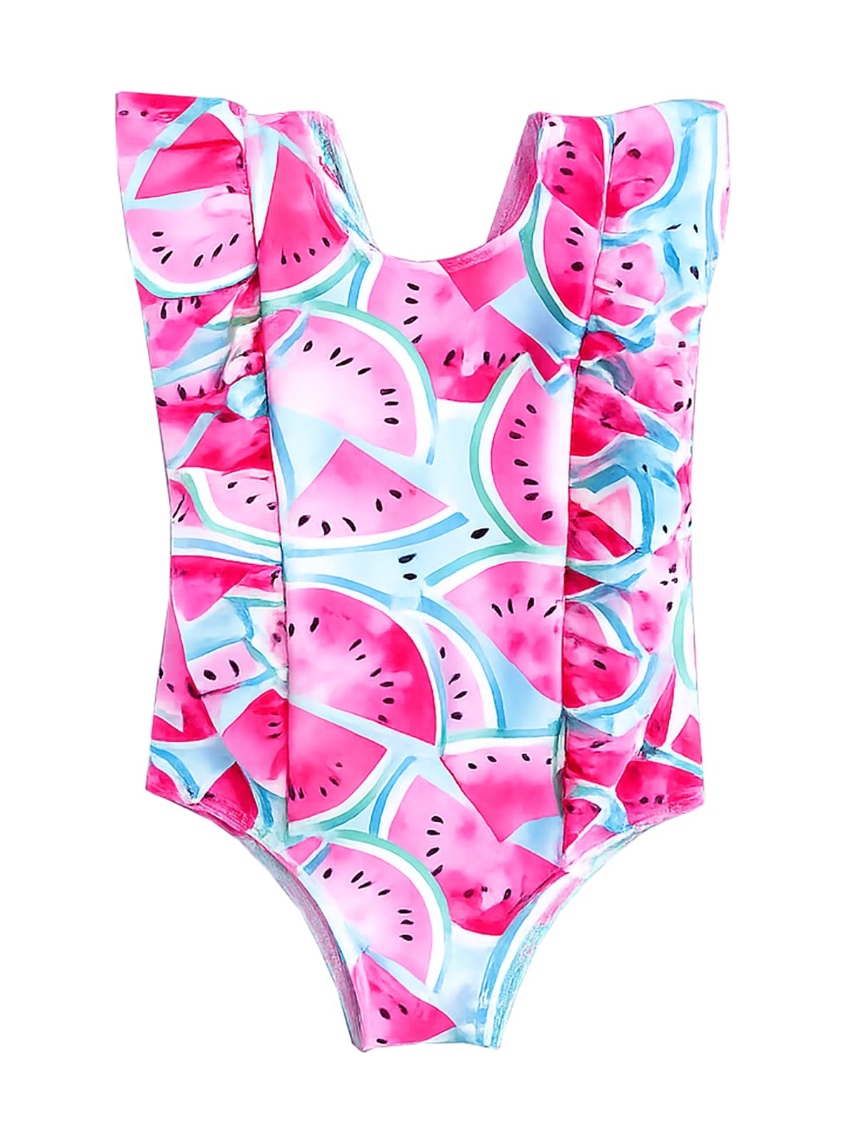 Stylesilove Toddler Girls Watermelon One Piece Swimsuit Ruffle Swimwear