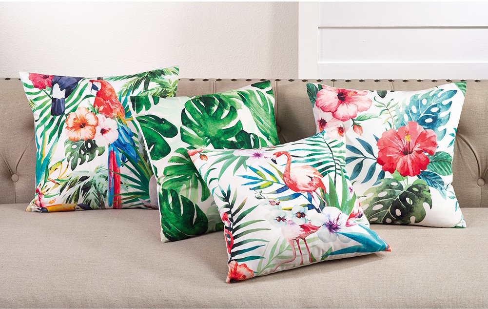 Fennco Styles Home Indoor Outdoor Décor Tropical Print Throw Pillow