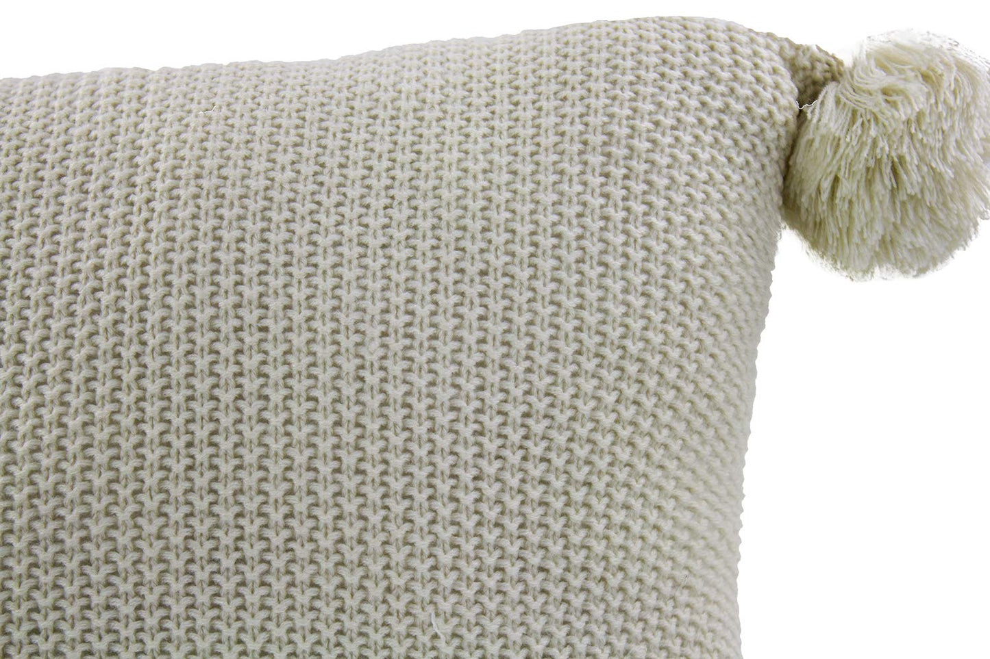 Fennco Styles Chunky Knit Pom Pom Design Solid Color Decorative Throw Pillow Cover 16" W X 16" L - 2 Colors