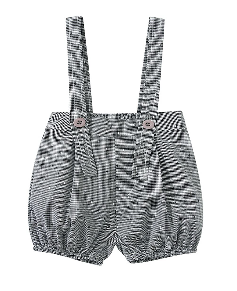 stylesilove Baby Boys Short Sleeve Collared Bodysuit and Suspender Shorts, Bowtie 3pcs Gentleman Set Cotton Overalls Outfit