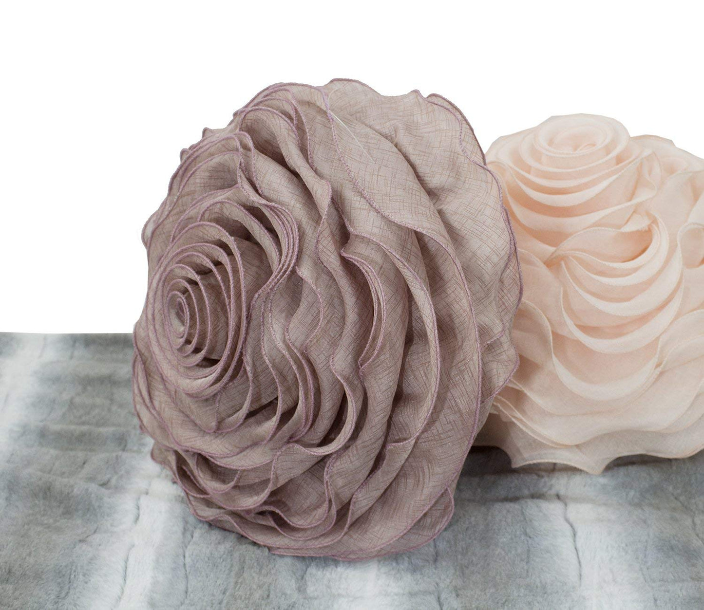 Fennco Styles Beautiful Handmade 3D Rose with Custom Made Fabric Decorative Throw Pillow 16" Round