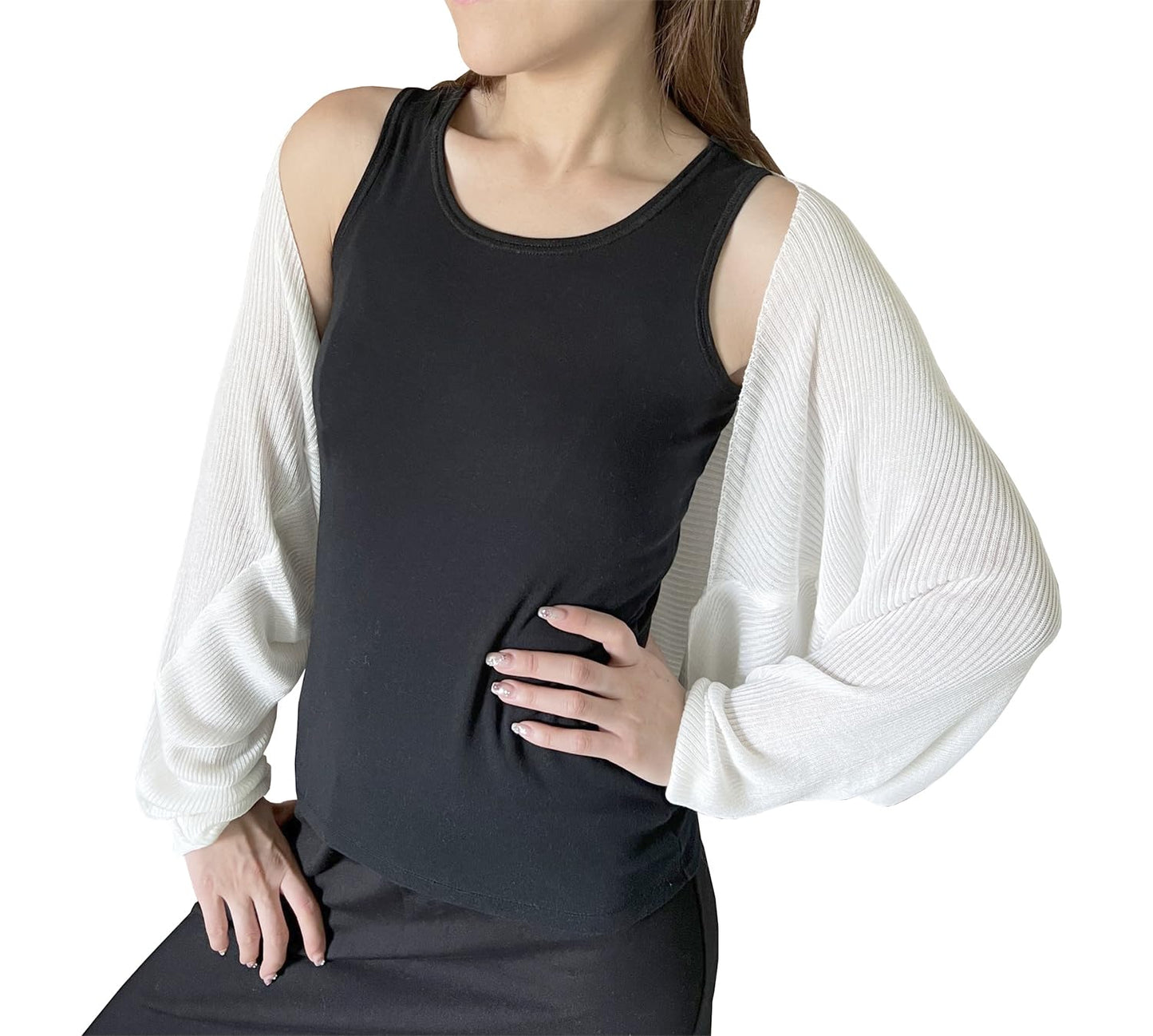 stylesilove Women Lightweight Ribbed Knit Bolero Shrug Long Sleeve Solid Cardigan Soft Sweater Open Front Cape Shawl