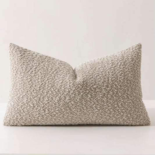 Fennco Styles Chenille Bouclé-Style Filled Throw Pillow 12" W X 20" L - Brown Soft Minimalist Decorative Cushion for Sofa, Bed, or Chair Décor