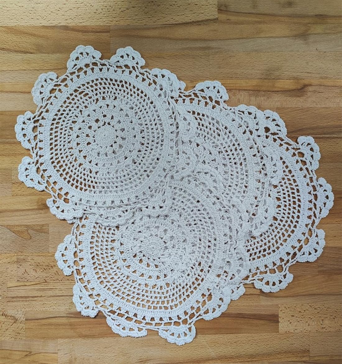 Fennco Styles Handmade Medallion Crochet Lace Round Cotton Placemat Doilies - 4 Pack