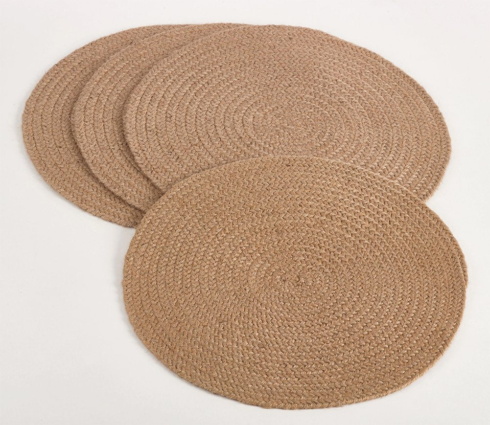 Fennco Styles Jute Natural Design 15-inch Round Placemat - Set of 4