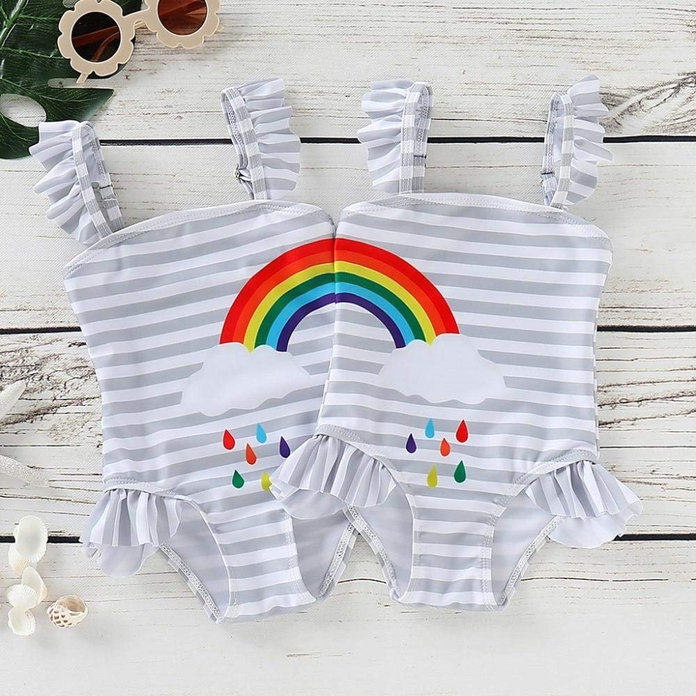 Styles I Love Baby Girl Matching Rainbow One-Piece Swimsuit Twin Girl Best Friend Bathing Suit Beach Swimwear