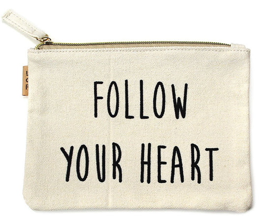 StylesILove 100% Cotton Multi-use Makeup Cosmetic Travel Clutch Pouch Bag Printed with Follow Your Heart