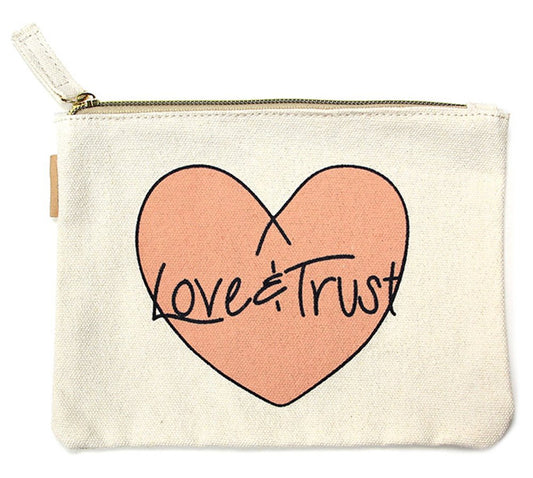 StylesILove 100% Cotton Multi-use Makeup Cosmetic Travel Clutch Pouch Bag (Love & Trust)