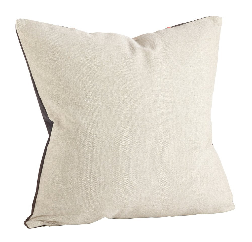 Fennco Styles Natural Cowhide Tribal Embroidered Cotton Blend Throw Pillow – Multicolor 18"x18" Decorative Pillow for Couch, Bedroom and Living Room Décor