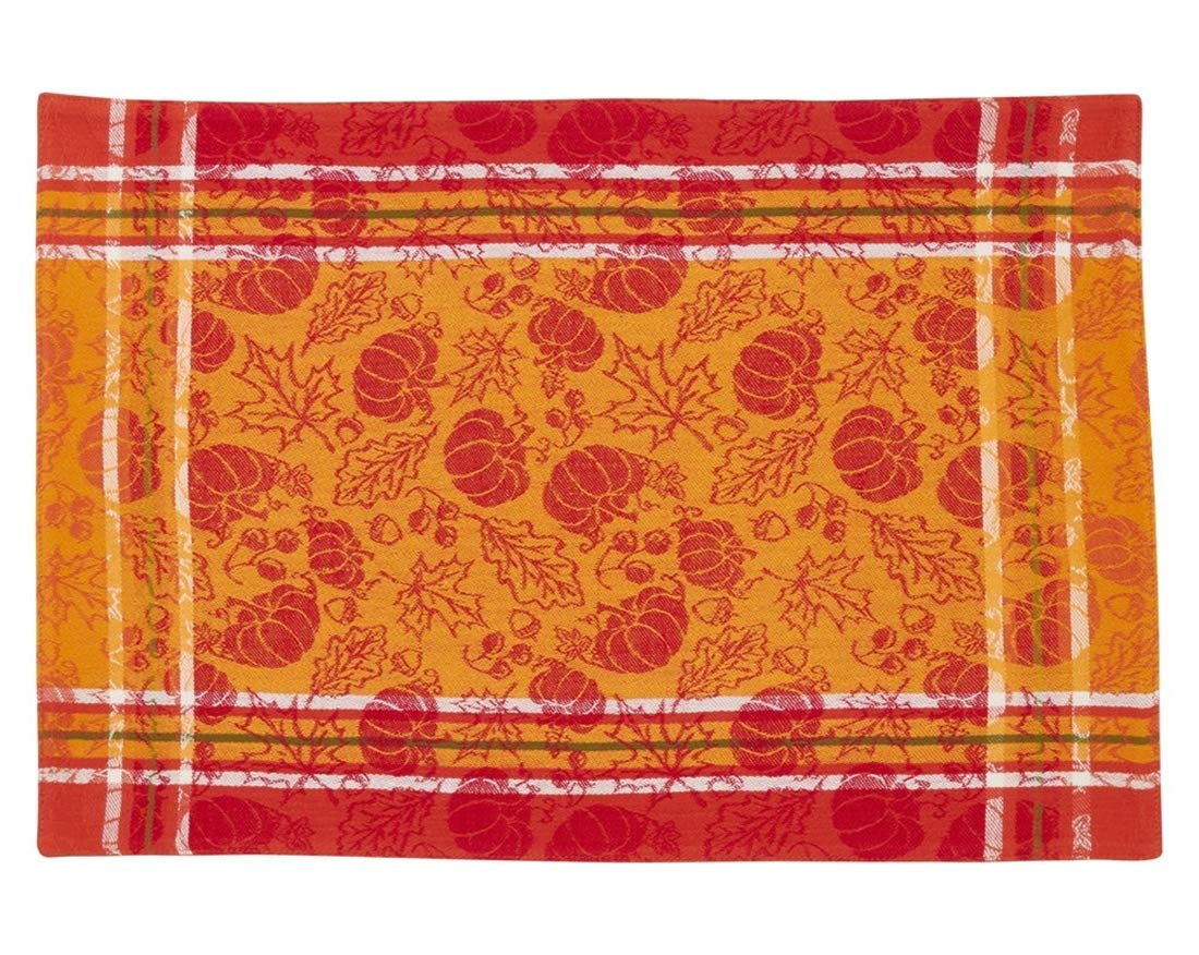 Fennco Styles Harvest Pumpkin and Leaf Jacquard 100% Cotton Tablecloth - Multicolor Table Cover for Holiday, Home Décor, Everyday Use, Christmas Gathering and Special Occasion