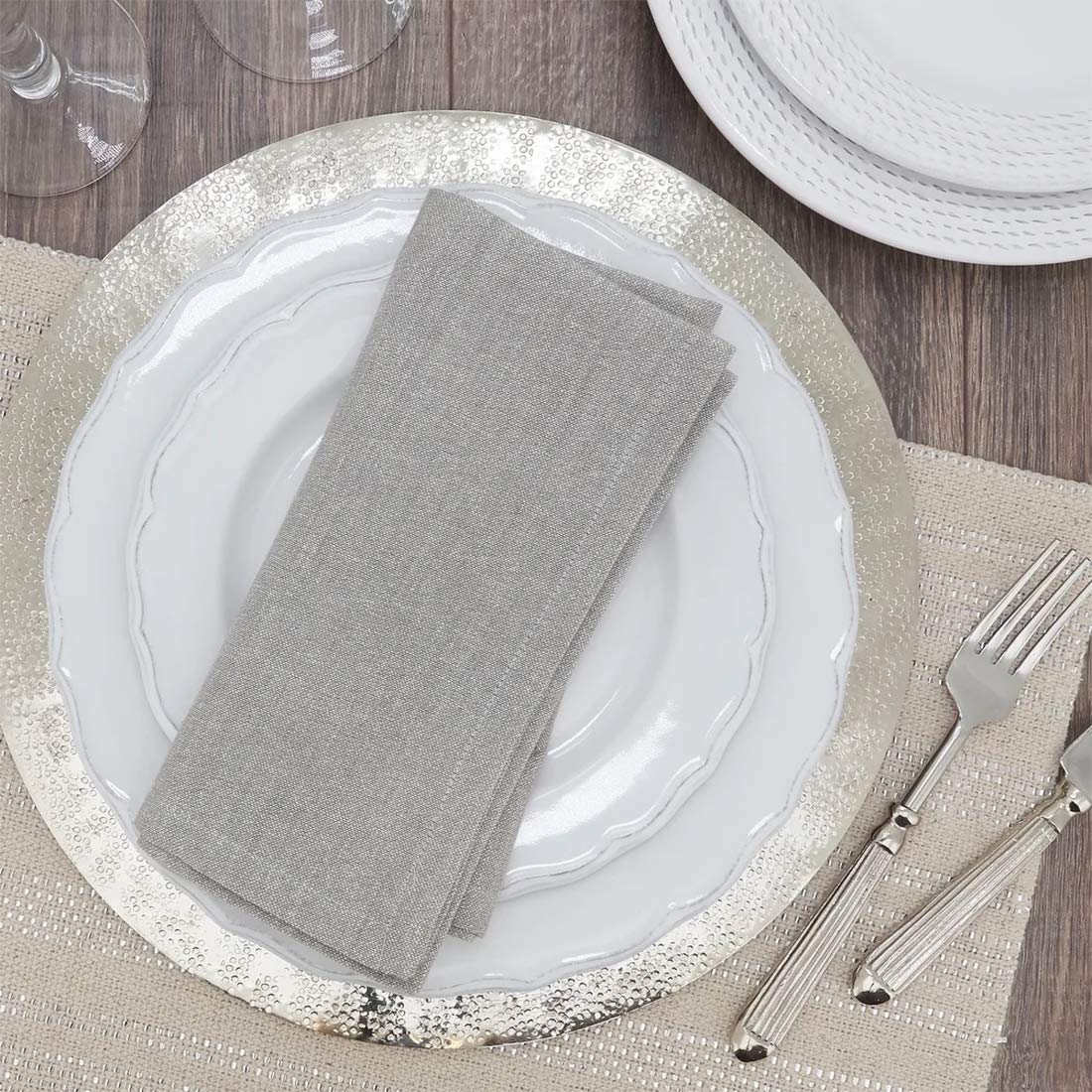 Fennco Styles Shimmer Metallic Cotton Table Runner 16" W x 72" L - Silver Table Cover for Home Décor, Dining Table, Banquet, Family Gathering, Holiday, and Special Occasion