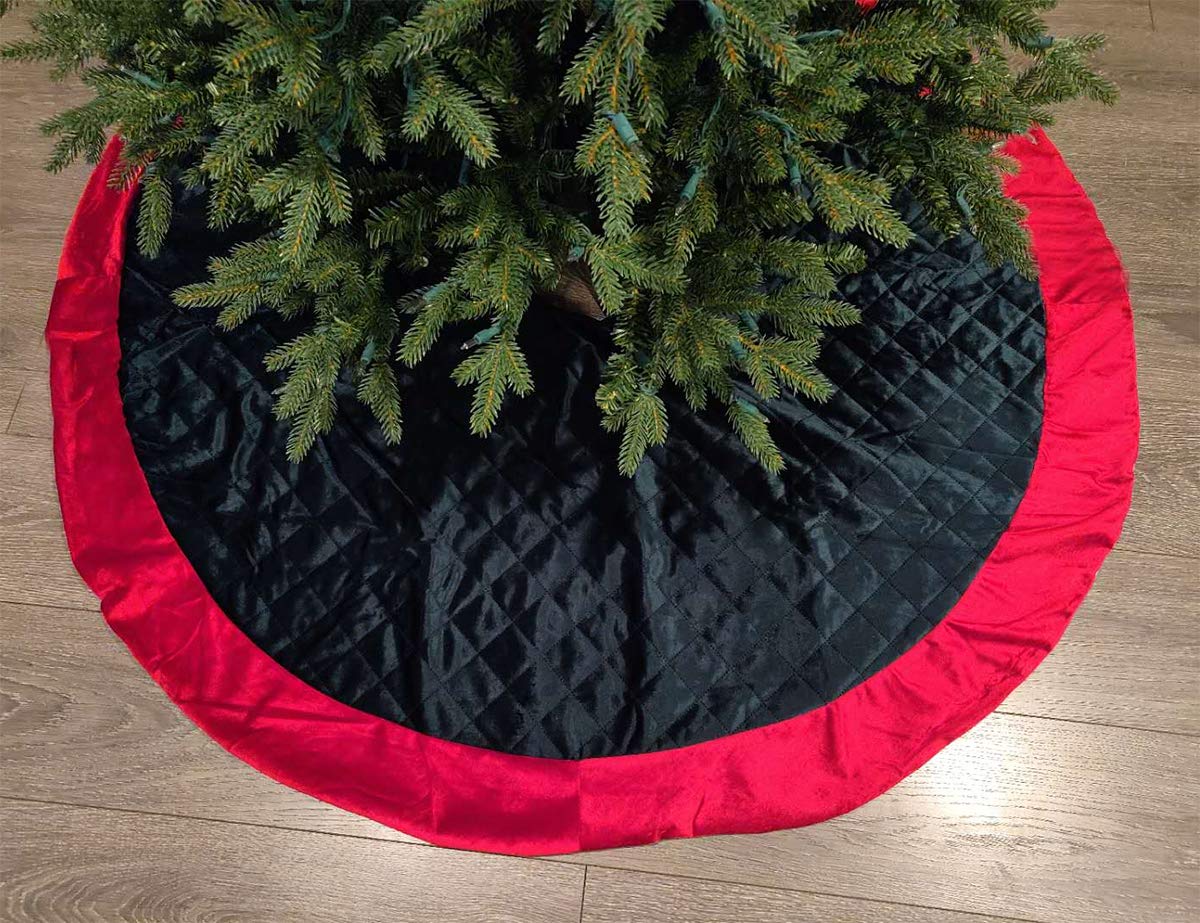 Fennco Styles Vintage Velvet Allover Tree Pattern Stocking 8 x 19 Inch - Red Christmas Stocking for Holiday, Home Decor, Family Gathering and Special Occasion
