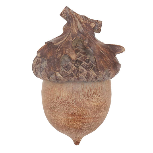 Fennco Styles Decorative Rustic Resin Acorn 5" H Sculpted - Tabletop Small Natural Acorn for Christmas, Holiday, Home, Desk, Mantel and Office Decor