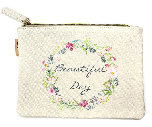 StylesILove 100% Cotton Multi-use Makeup Cosmetic Travel Clutch Pouch Bag (Beautiful Day)