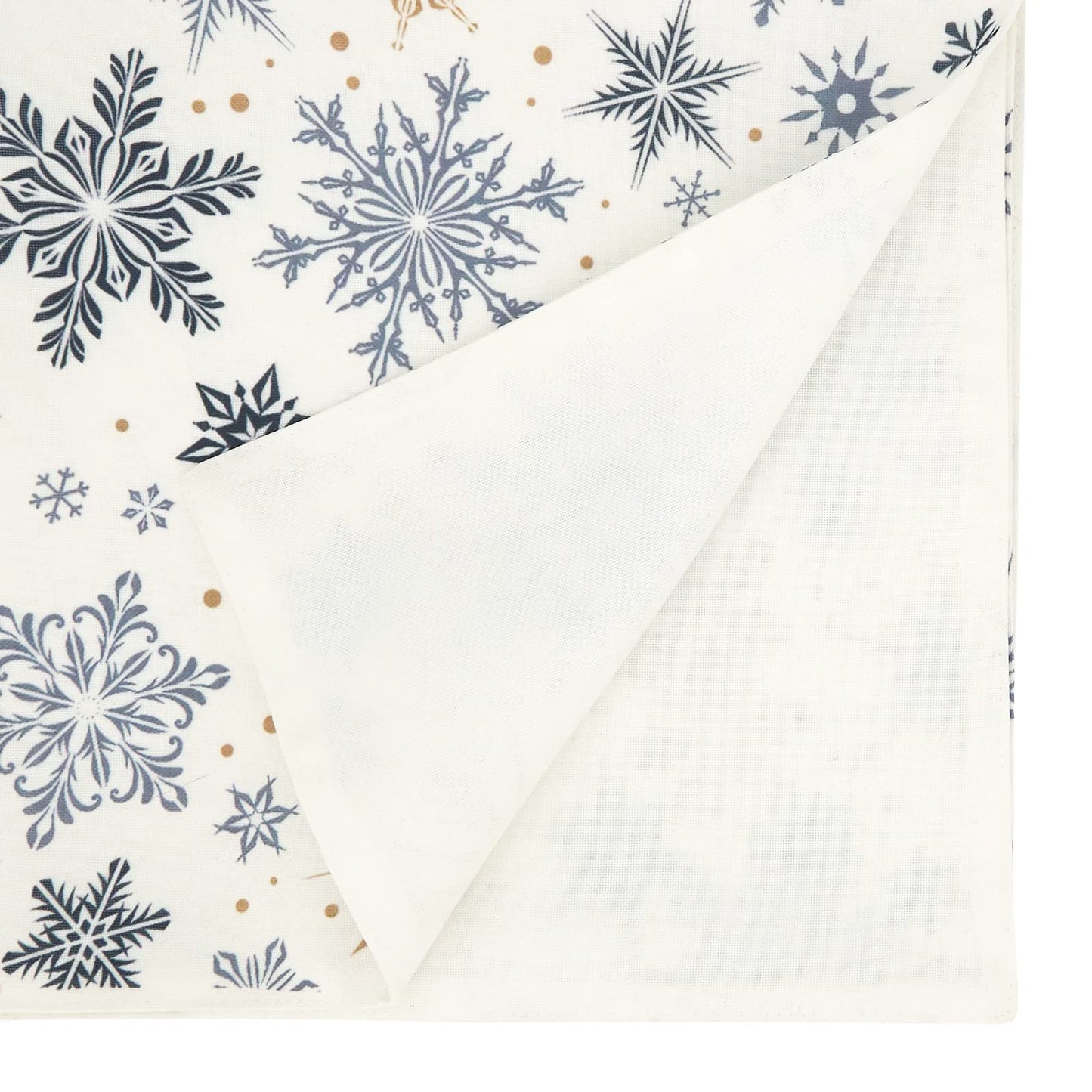 Fennco Styles Festive Snowflake Holiday Table Runner 16" W x 70" L - White Woven Table Cover for Home, Dining Room, Banquets and Christmas Décor