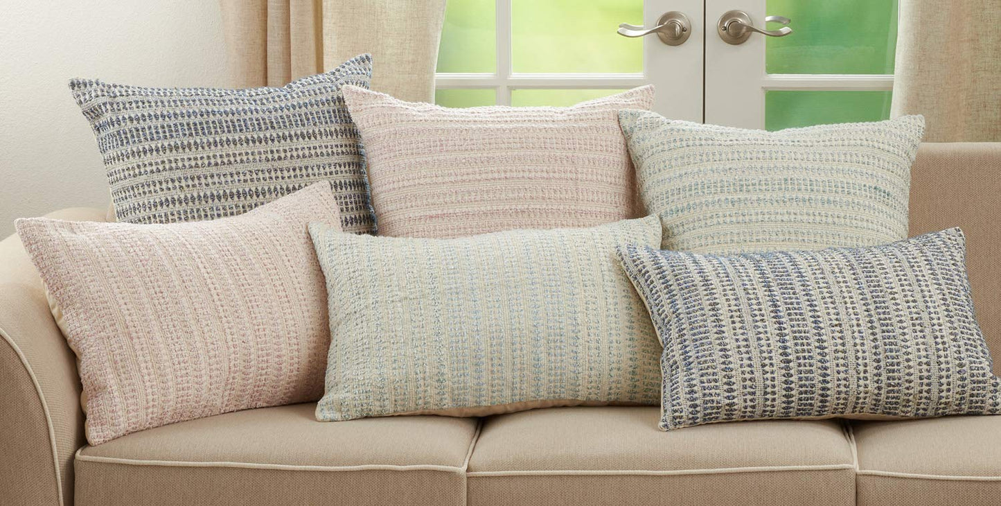 Fennco Styles Modern Woven Line Decorative Throw Pillow Cover 22" W x 22" L - Blue Cushion Case for Home, Couch, Living Room, Bedroom and Office Décor