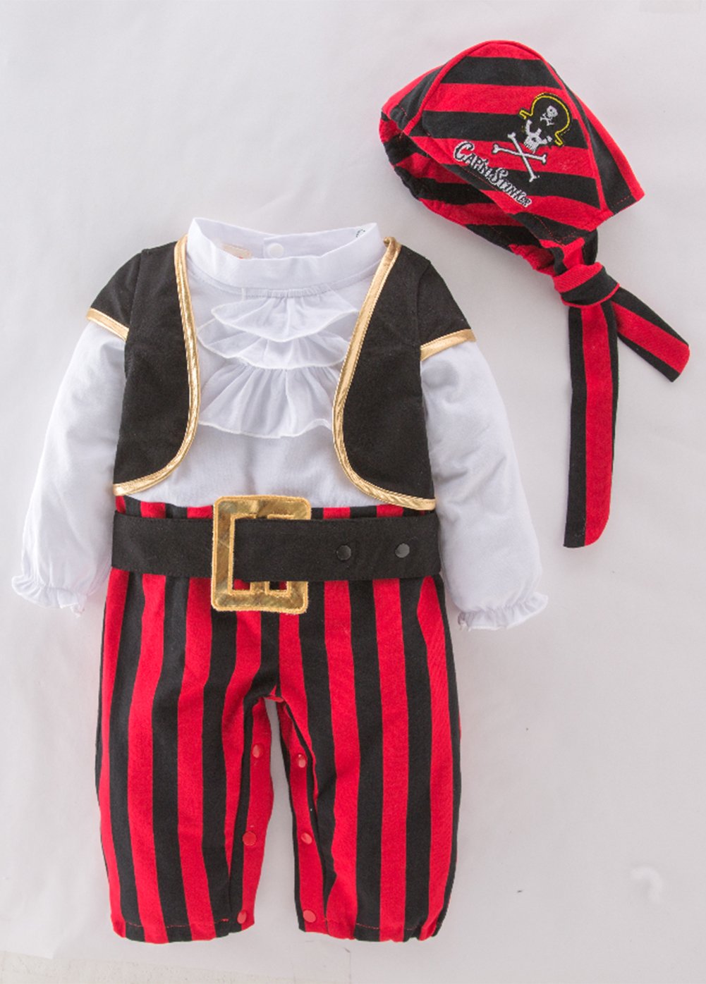 stylesilove Infant Baby Boy Cap'N Stinker Pirate Halloween 4 pcs Clothing Set