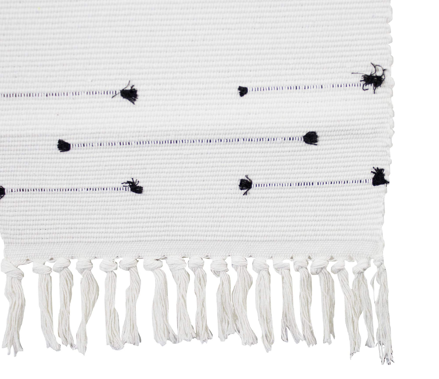 Fennco Styles Boho Chic Stitched Chevron Fringe 14 x 71 Inch Cotton Blend Table Runner - Ivory Table Runner for Everyday Use, Dinner Parties, Special Events and Home Décor