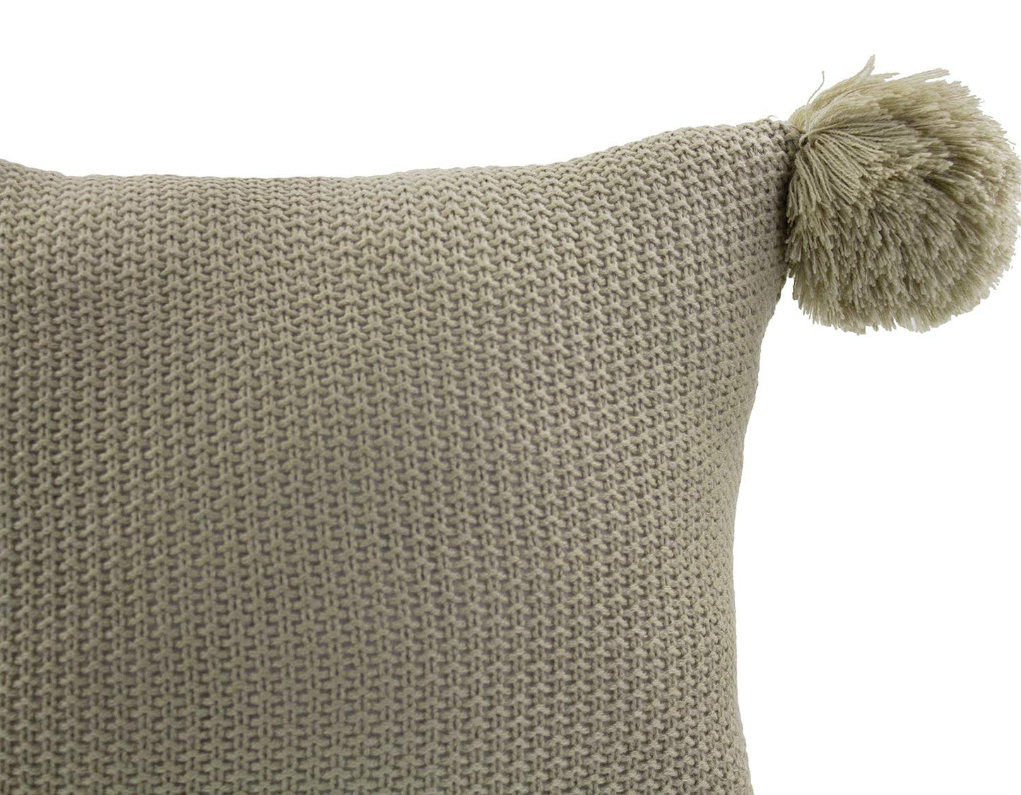 Fennco Styles Chunky Knit Pom Pom Design Solid Color Decorative Throw Pillow Cover 16" W X 16" L - 2 Colors