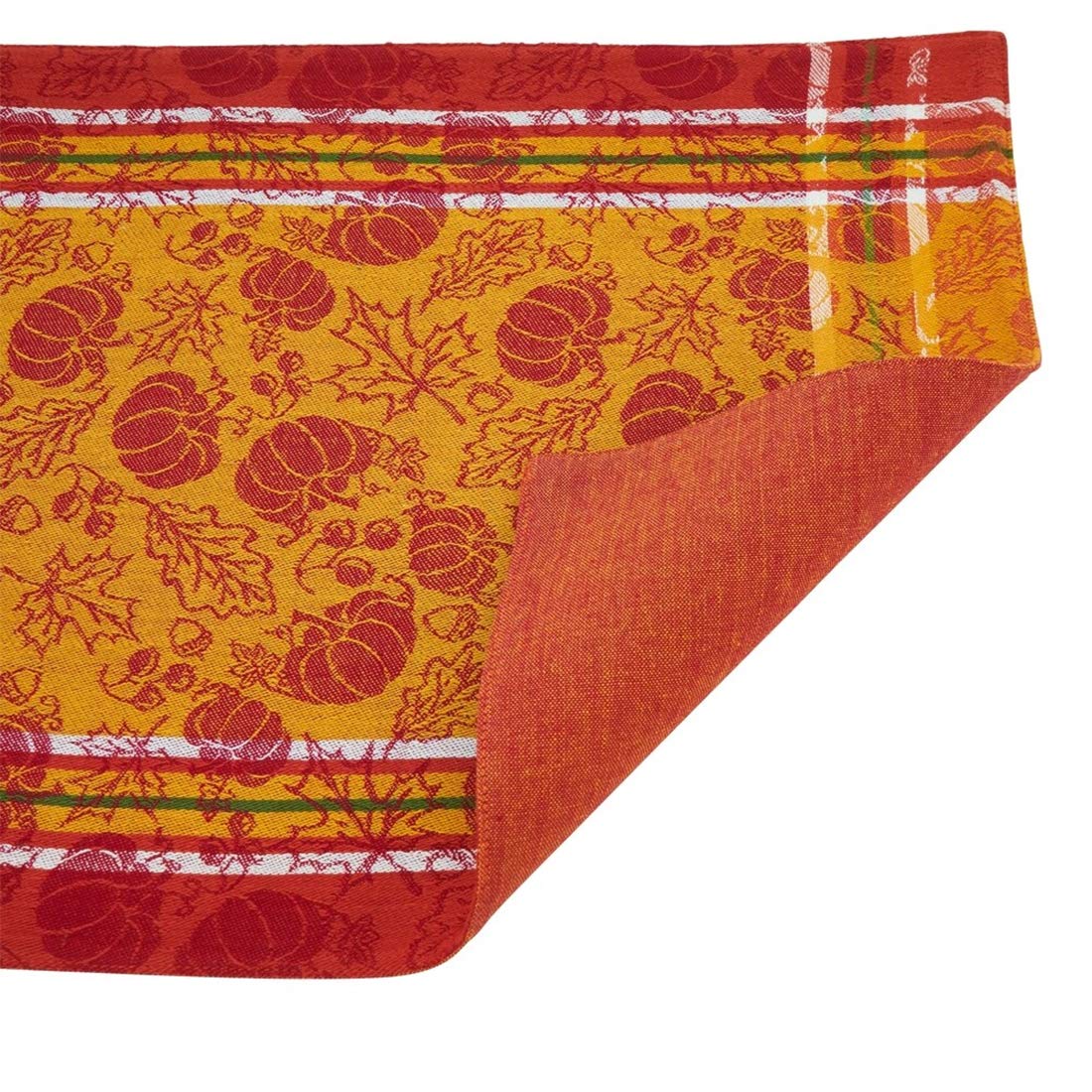 Fennco Styles Harvest Pumpkin and Leaf Jacquard 100% Cotton Tablecloth - Multicolor Table Cover for Holiday, Home Décor, Everyday Use, Christmas Gathering and Special Occasion