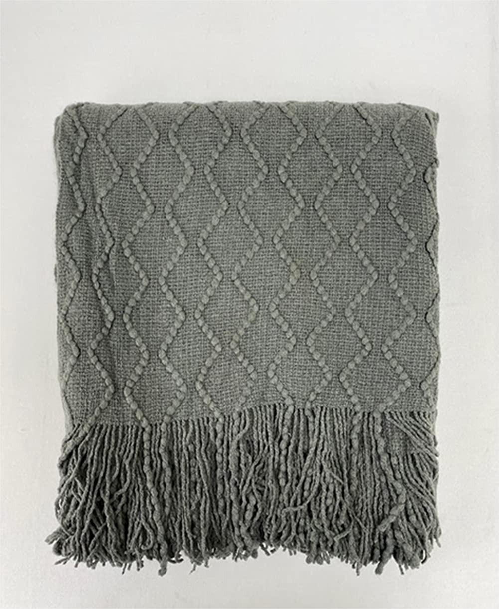 Fennco Styles Modern Textured Weave Knit Throw with Fringe 50" W x 60" L - Chevron Throw Blanket for Sofa, Couch, Living Room, Bedroom Décor