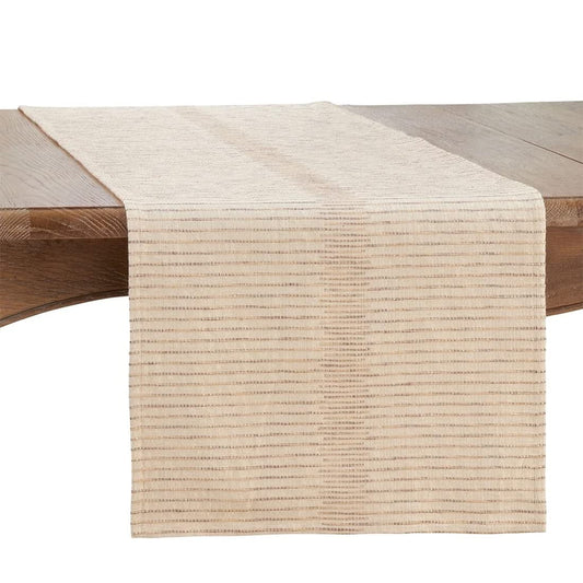 Fennco Styles Shimmering Striped Table Runner 16" W X 72" L - Natural Table Cover for Home, Dining Room, Banquets, Family Gatherings, Everyday Use and Special Occasions