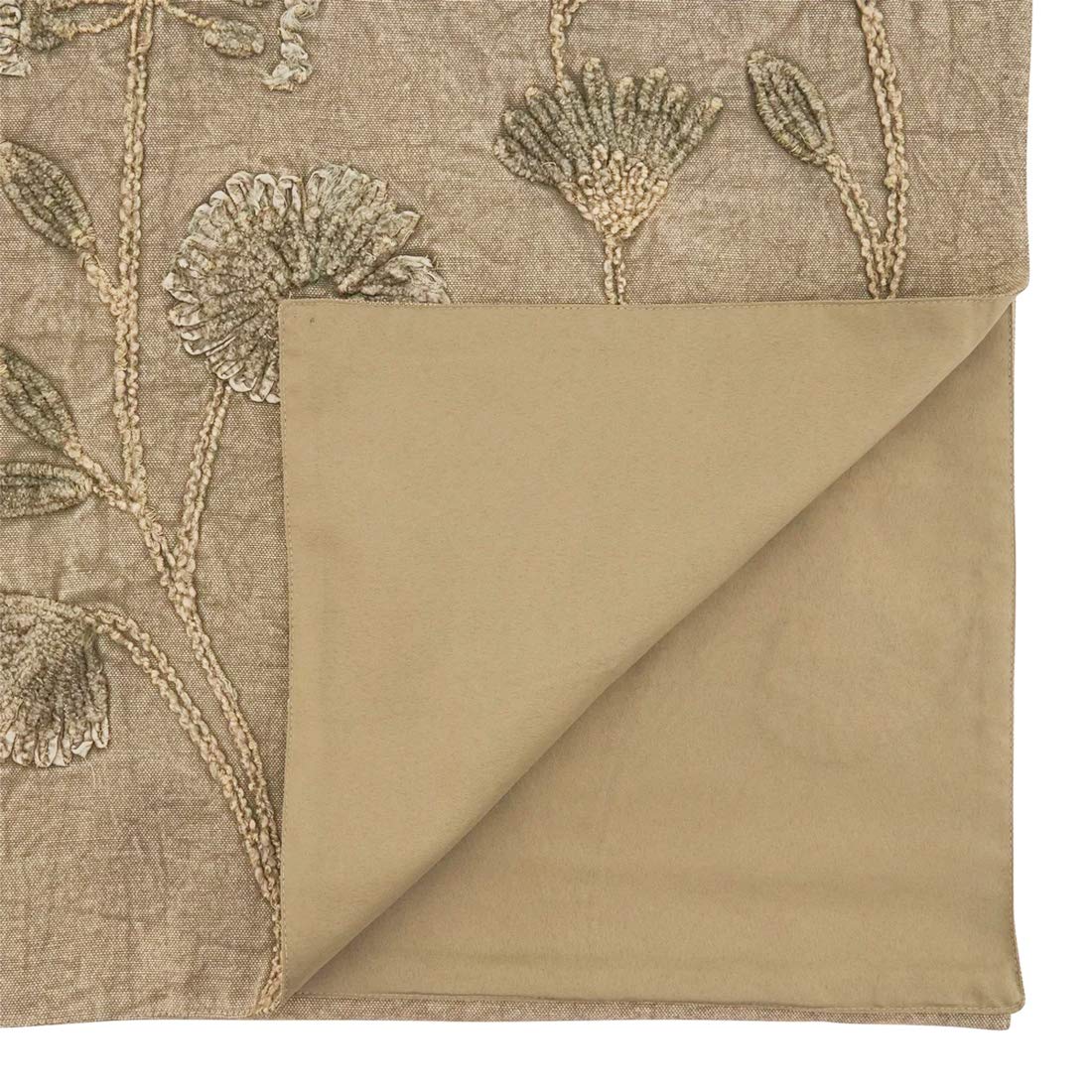 Fennco Styles Stonewashed Floral Cotton Table Runner 16" W x 72" L - Taupe Flower Table Cover for Home Décor, Banquet, Family Gathering, Everyday Use and Special Occasion