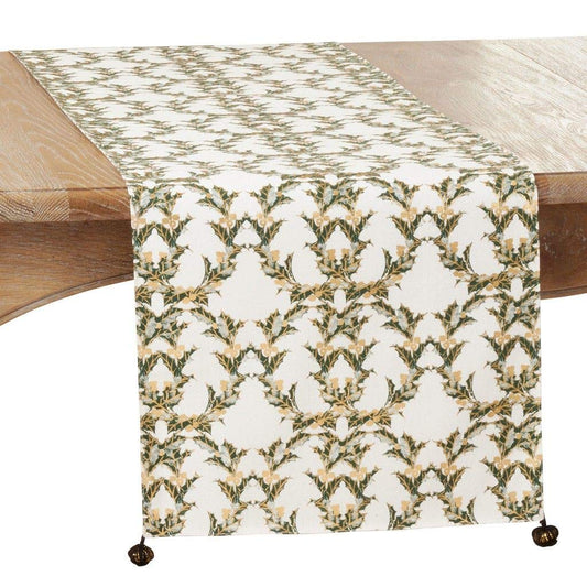 Fennco Styles Holiday Holly Berry Table Runner 16" W x 72" L - Green Festive Table Cover for Christmas Décor, Dining Table, Banquet, Family Gathering and Special Occasion