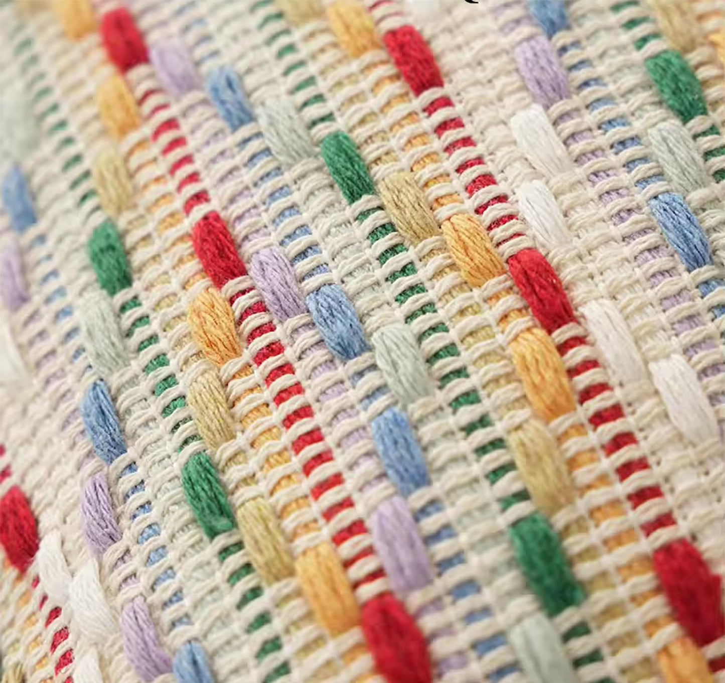 Fennco Styles Yarn Dyed Jacquard Decorative Throw Pillow Cover 18" W x 18" L - Colorful Striped Fringe Cushion Case for Home, Couch, Bedroom, Living Room and Office Décor