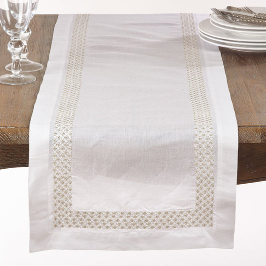 Fennco Styles Metallic Embroidered Dots Design Table Runner-16 x72