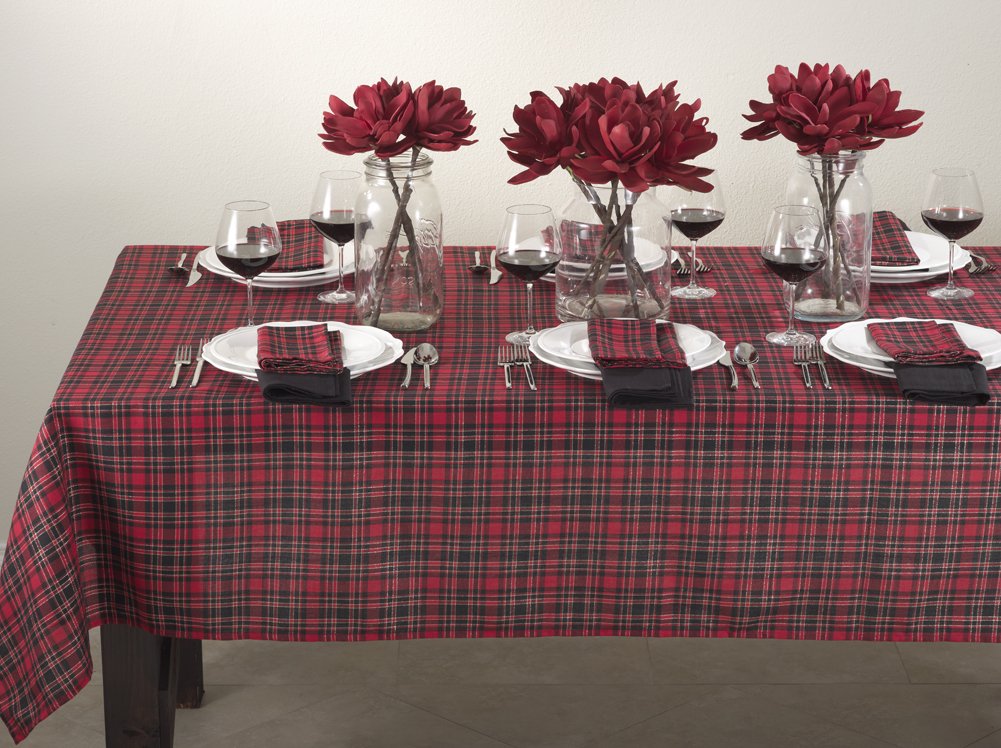 Fennco Styles Highland Holiday Red & Black Plaid Design Table Runner 16"x54"