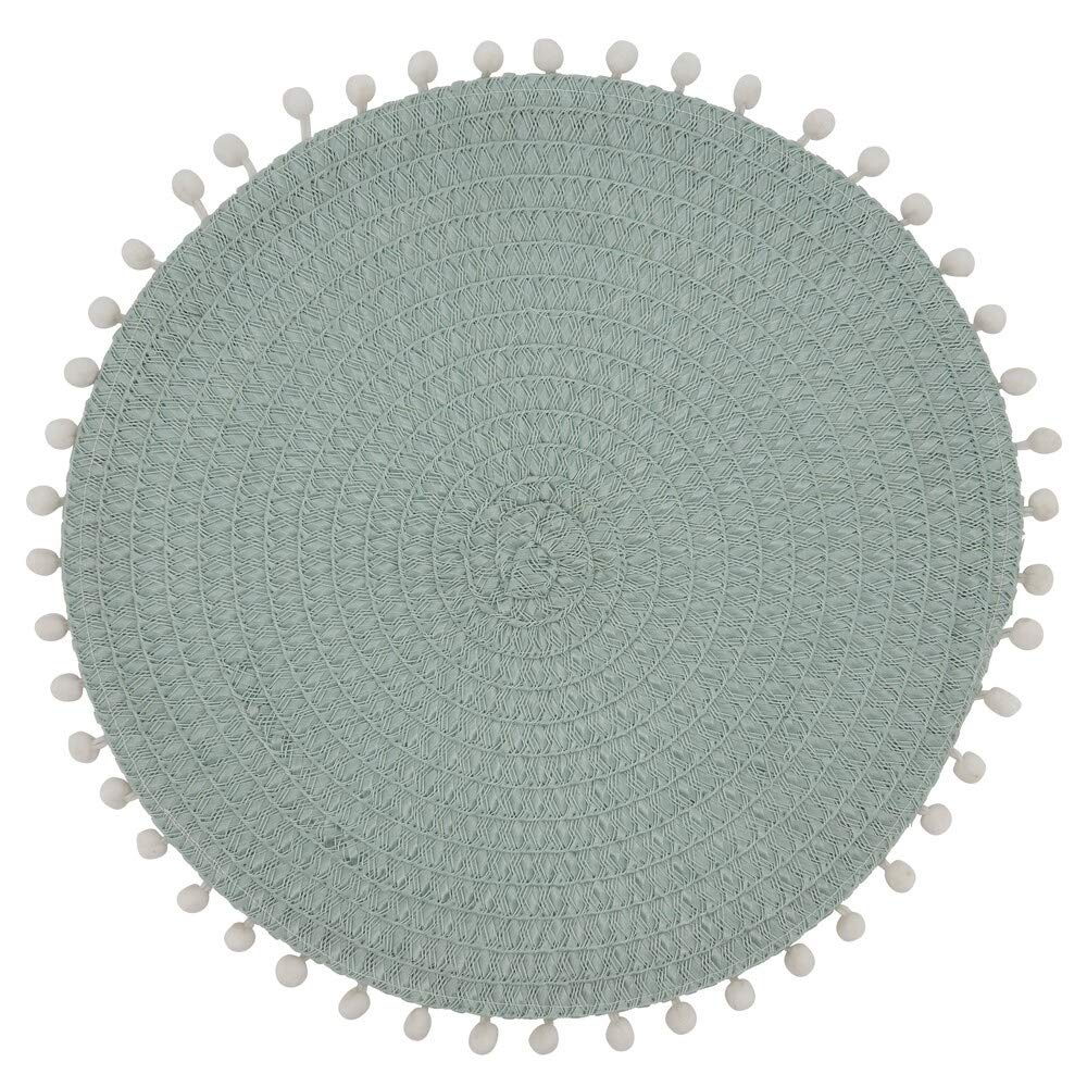 Fennco Styles Pom Pom Textured Placemats 15 Inches Round, Set of 4 – Modern Traycloth Table Mats for Home, Dining Room Décor, Banquets, Indoor & Outdoor and Special Events