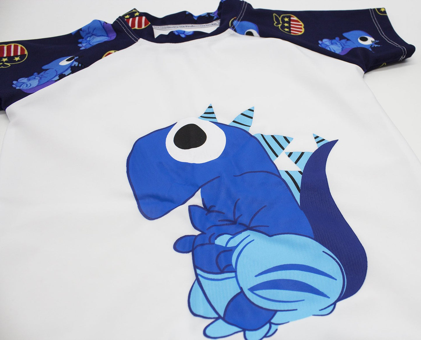 stylesilove Kids Boy Cartoon Dinosaur Shark Rashguard Top & Swim Shorts with Hat 3 pcs Set