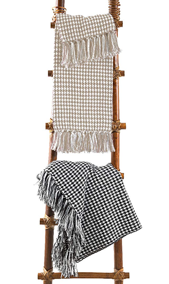 Fennco Styles Houndstooth Fringe Soft Throw Blanket - 50"x60"