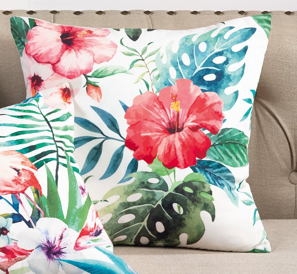 Fennco Styles Home Indoor Outdoor Décor Tropical Print Throw Pillow