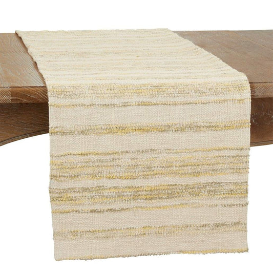 Fennco Styles Woven Stripe Cotton Table Runner 16" W x 72" L - Yellow Rectangular Table Cover for Home Décor, Dining Table, Banquets, Family Gathering and Special Events