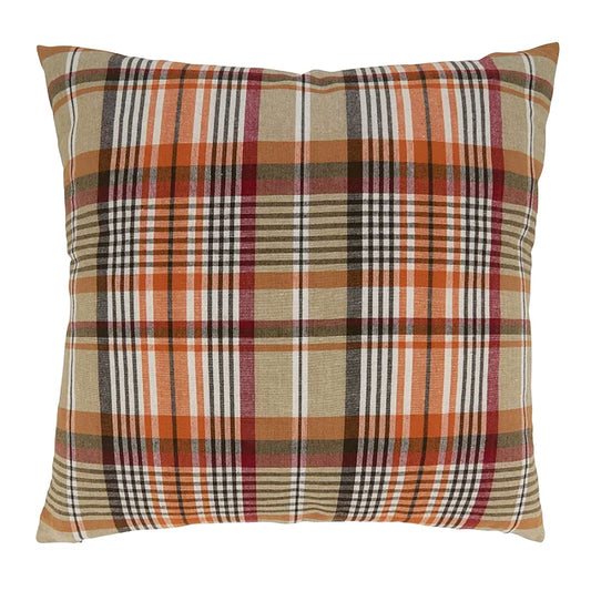Fennco Styles Harvest Tartan Plaid Cotton Decorative Throw Pillow Cover 20" W x 20" L - Multicolored Festive Cushion Case for Home, Couch, Holidays, Christmas, Thanksgiving and Special Occasion