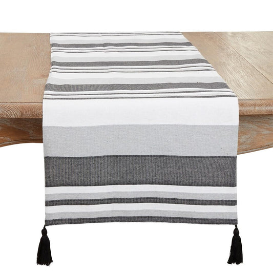 Fennco Styles Pleated Design Table Runner with Fringe 16" W x 72" L - Cotton Blend Woven Table Cover for Home, Dining Room, Banquets, Family Gatherings, and Special Occasion