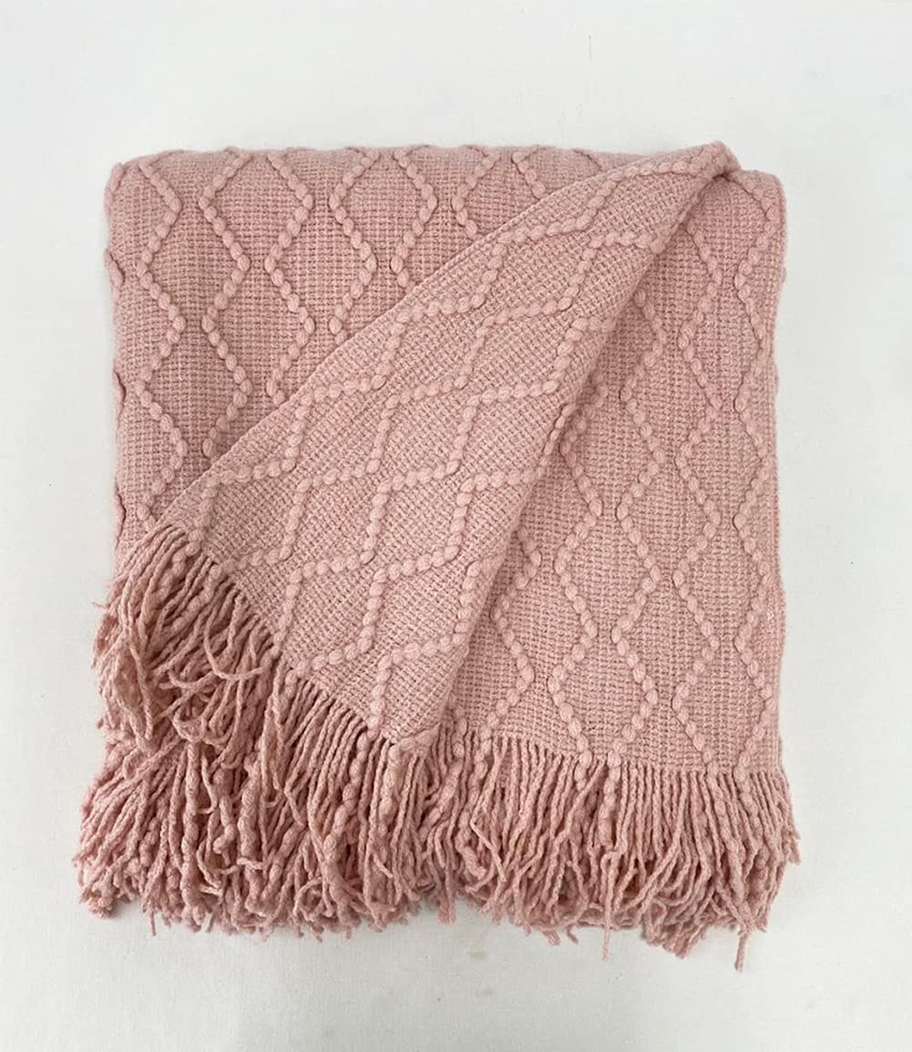 Fennco Styles Modern Textured Weave Knit Throw with Fringe 50" W x 60" L - Chevron Throw Blanket for Sofa, Couch, Living Room, Bedroom Décor