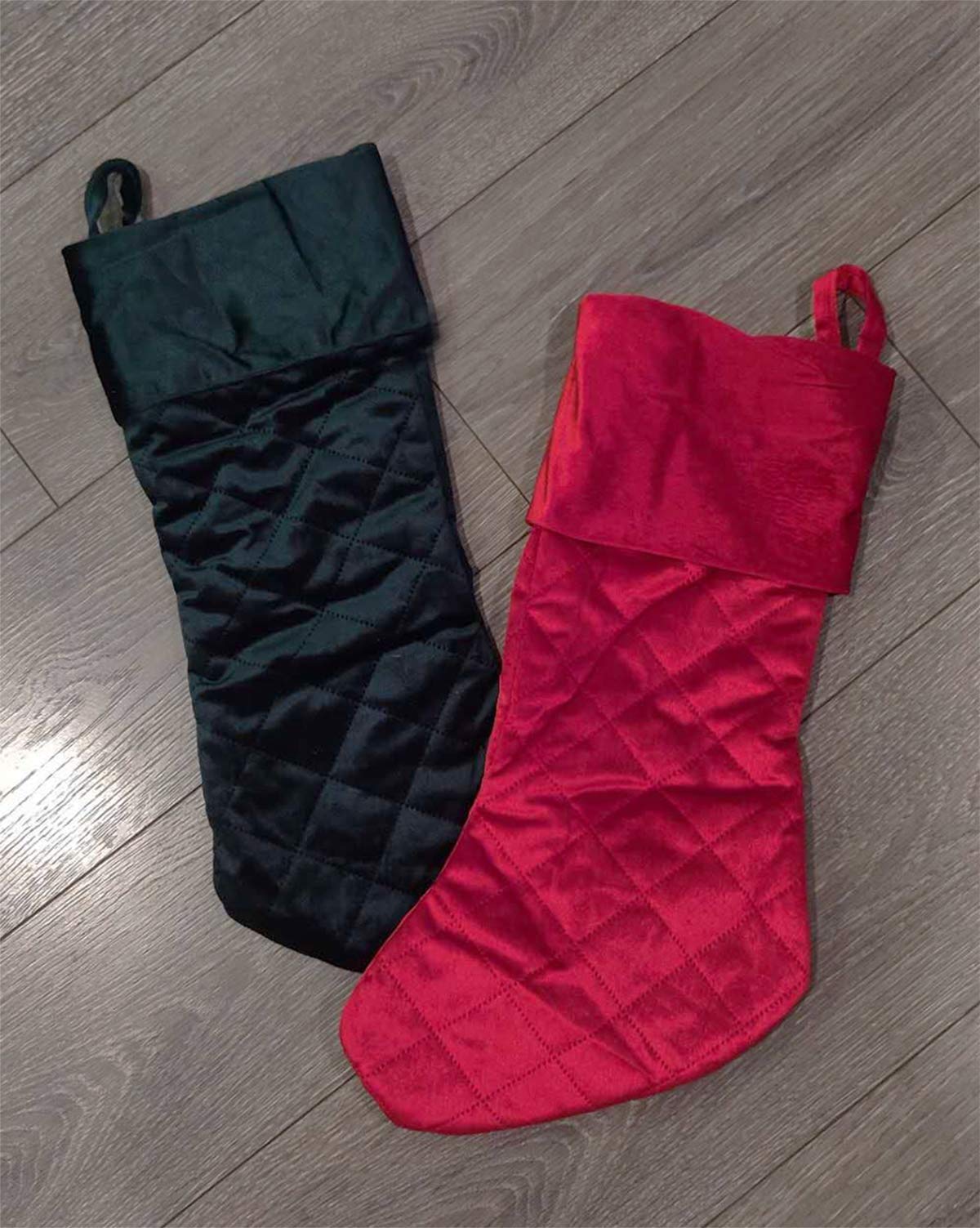 Fennco Styles Vintage Velvet Allover Tree Pattern Stocking 8 x 19 Inch - Red Christmas Stocking for Holiday, Home Decor, Family Gathering and Special Occasion