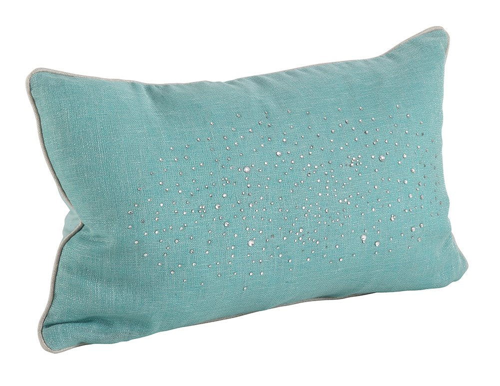 Fennco Styles Shimmering Rhinestone Crystal Down Filled Pillow (12"x20", Aqua)