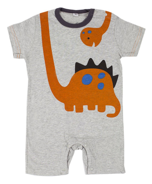 stylesilove Cute Cartoon Animal Print Baby Toddler Boy Romper (80/6-12 Months, Grey Dinosaur)